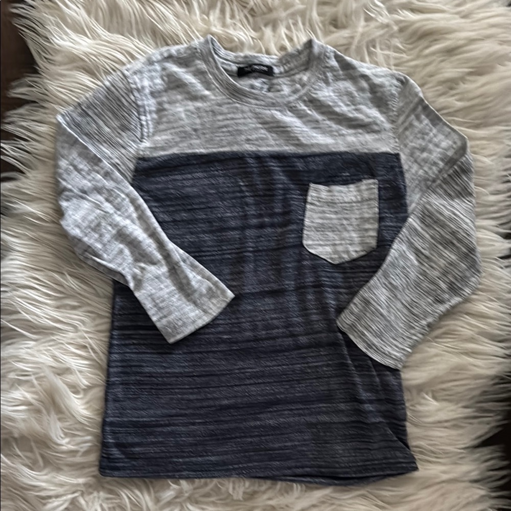 Stylish Gray and Blue Kids Long Sleeve Shirt